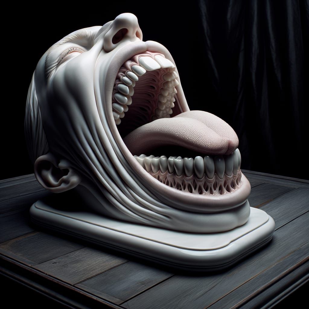 Surreal Porcelain Mouth Sculpture, Early 20th-Century Style