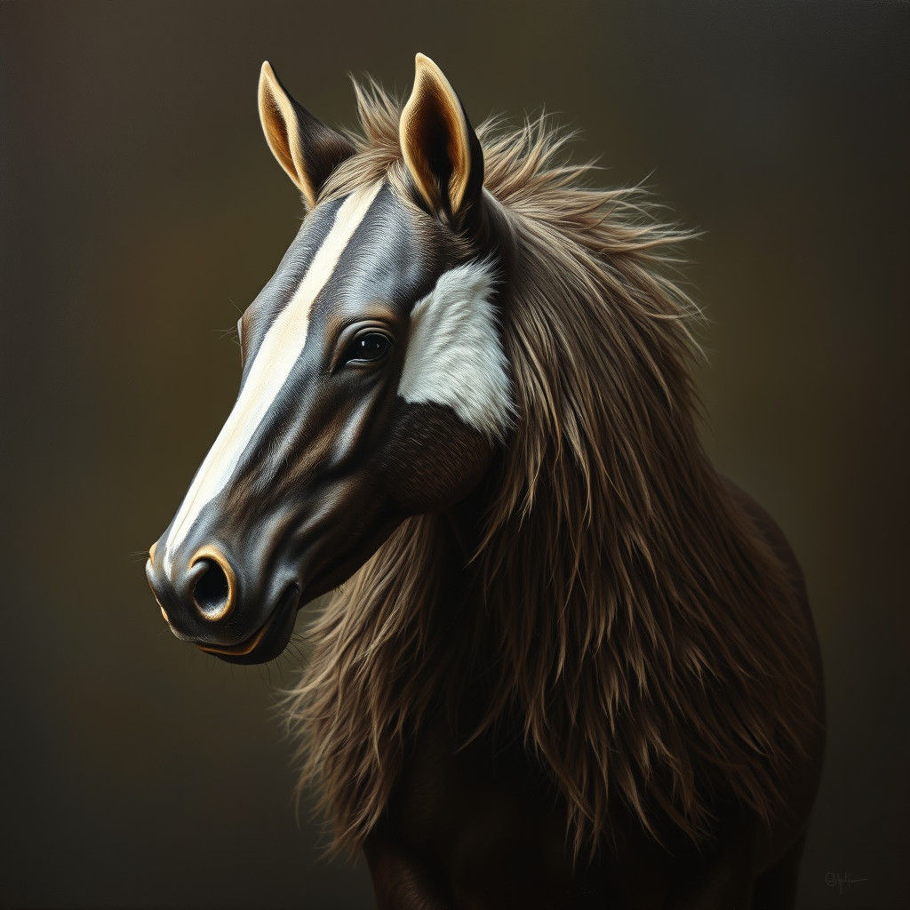 Badger-Horse Hybrid in Hyperrealistic Oil Painting Style