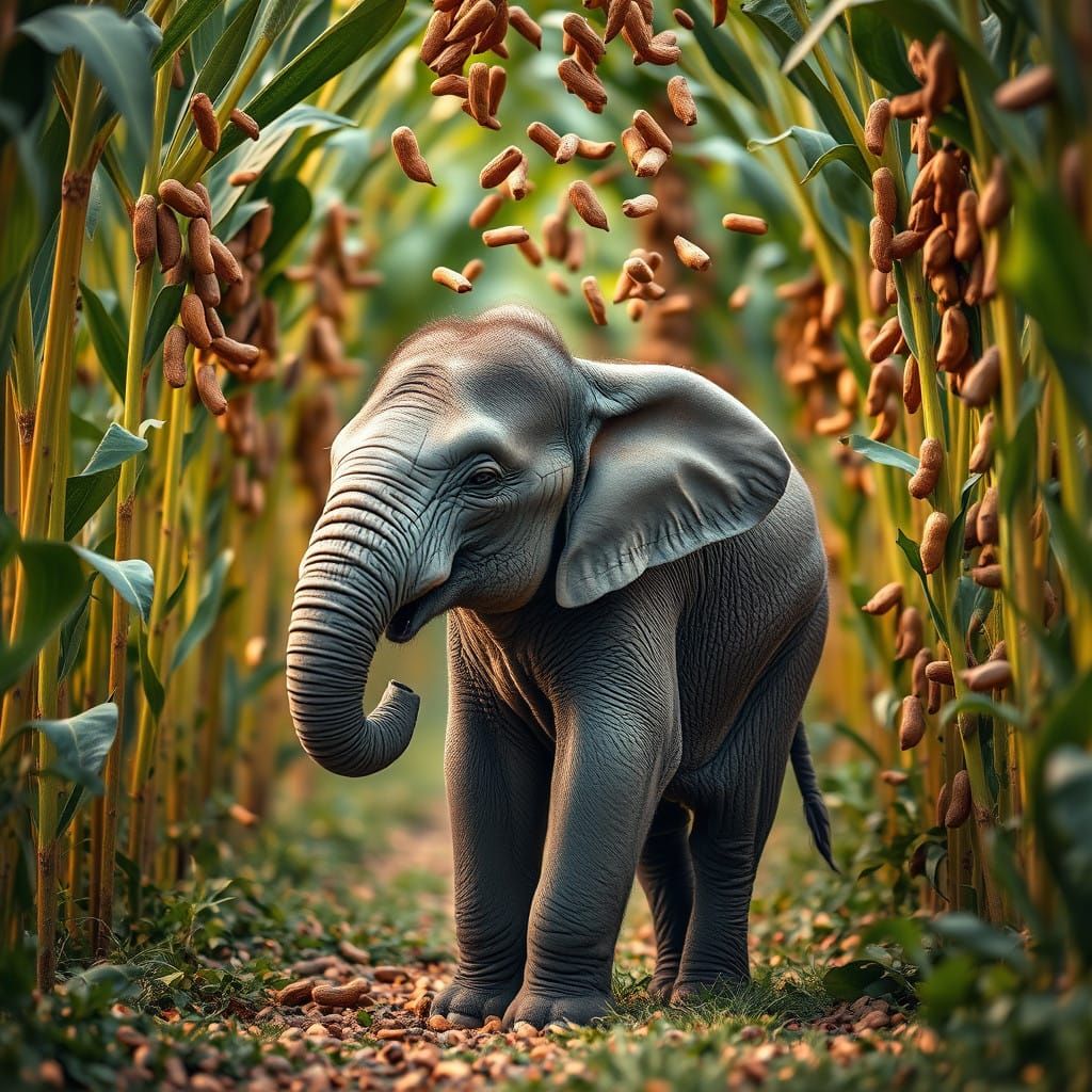 Elephant Surrounded by a Brown Peanut Dome