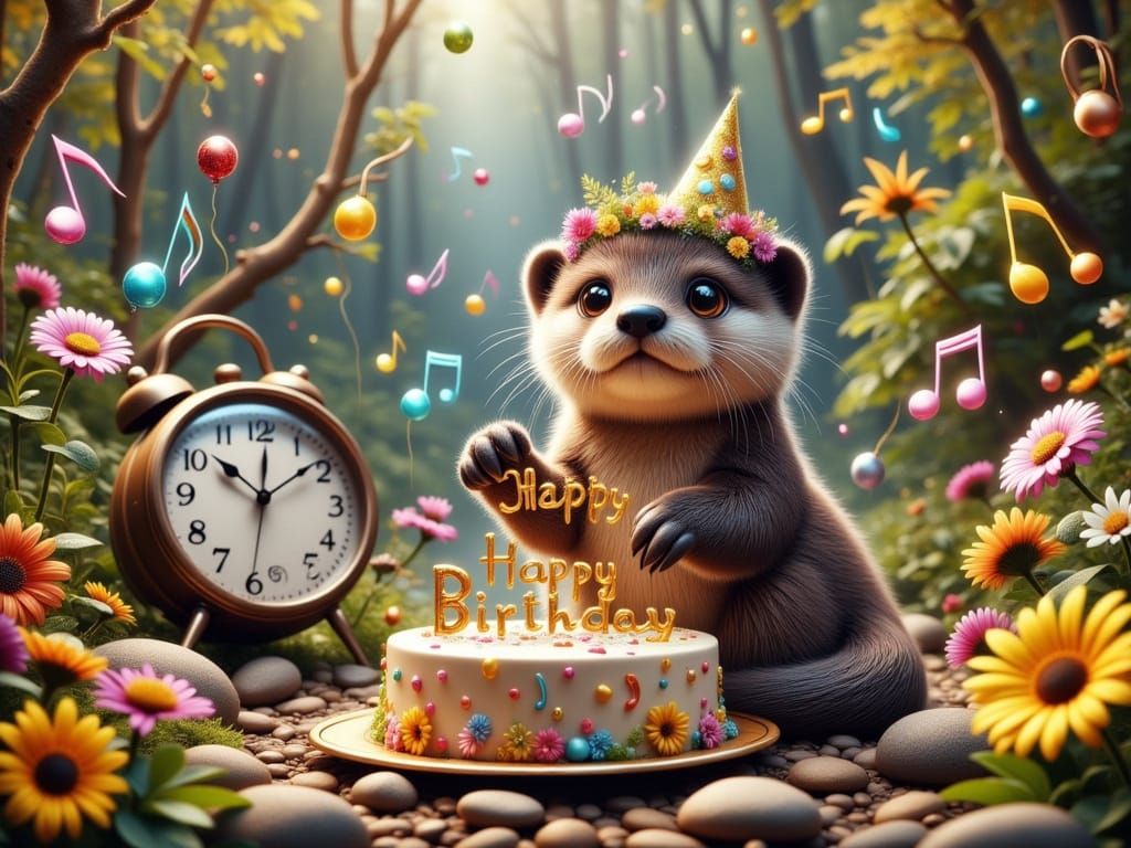 Hyper-Realistic Baby Otter Celebrates Birthday in Whimsical ...