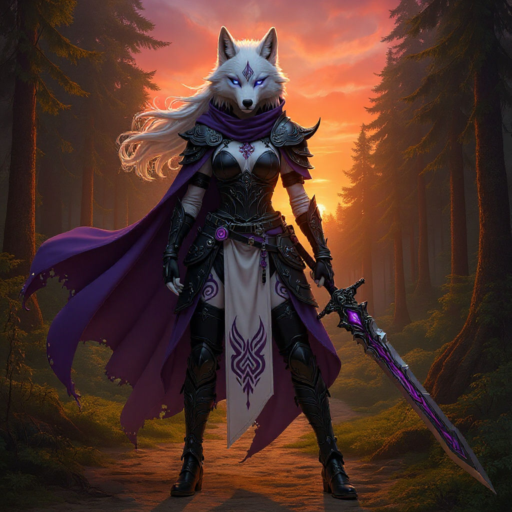 Wolf Warrior in Ornate Armor: 3D Anime Art