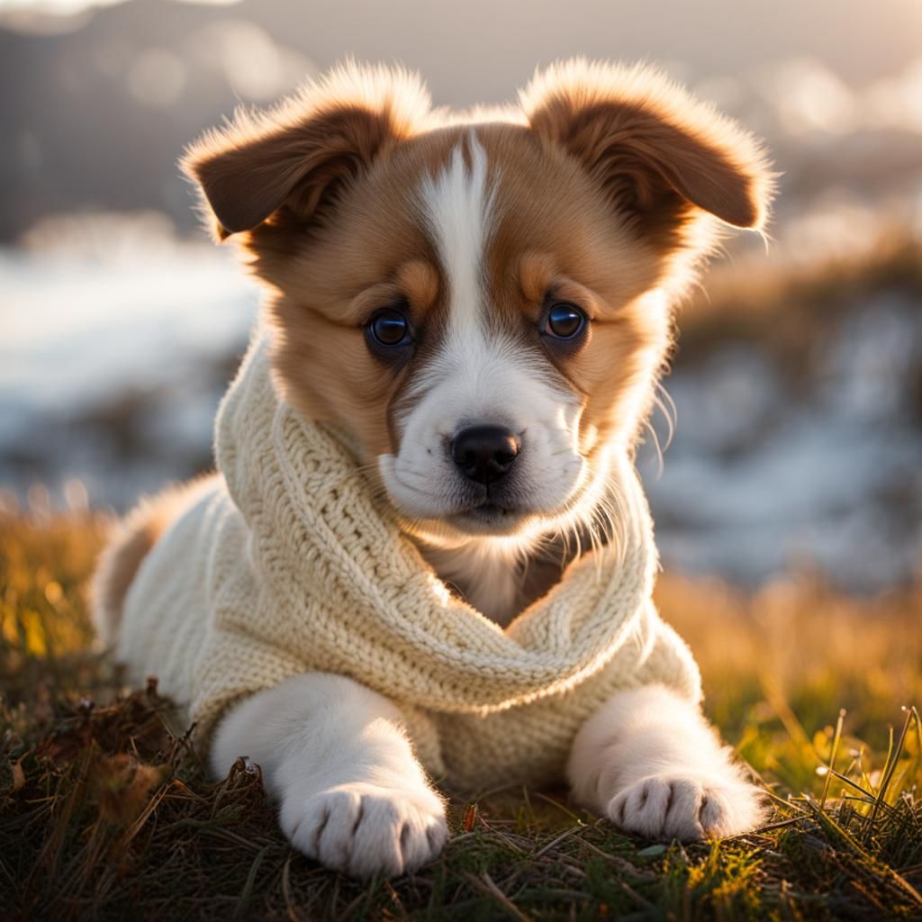 Puppies in Sweaters: A Heartwarming Scene