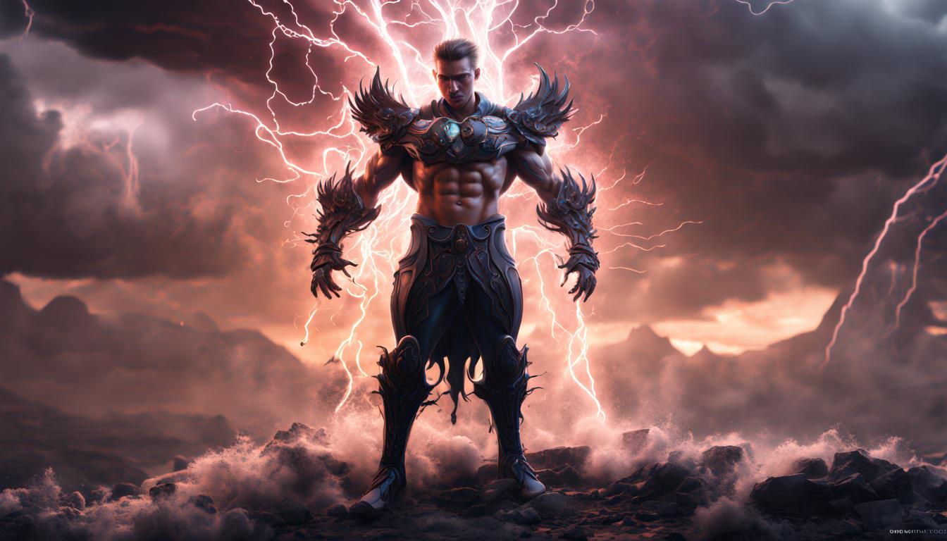 Powerful Figure in Stormy Fantasy Art