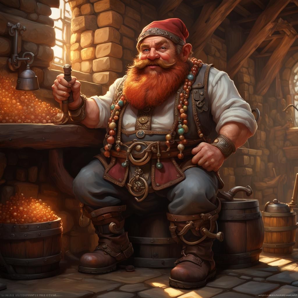 Detailed Dwarf Blacksmith in Fantasy Style