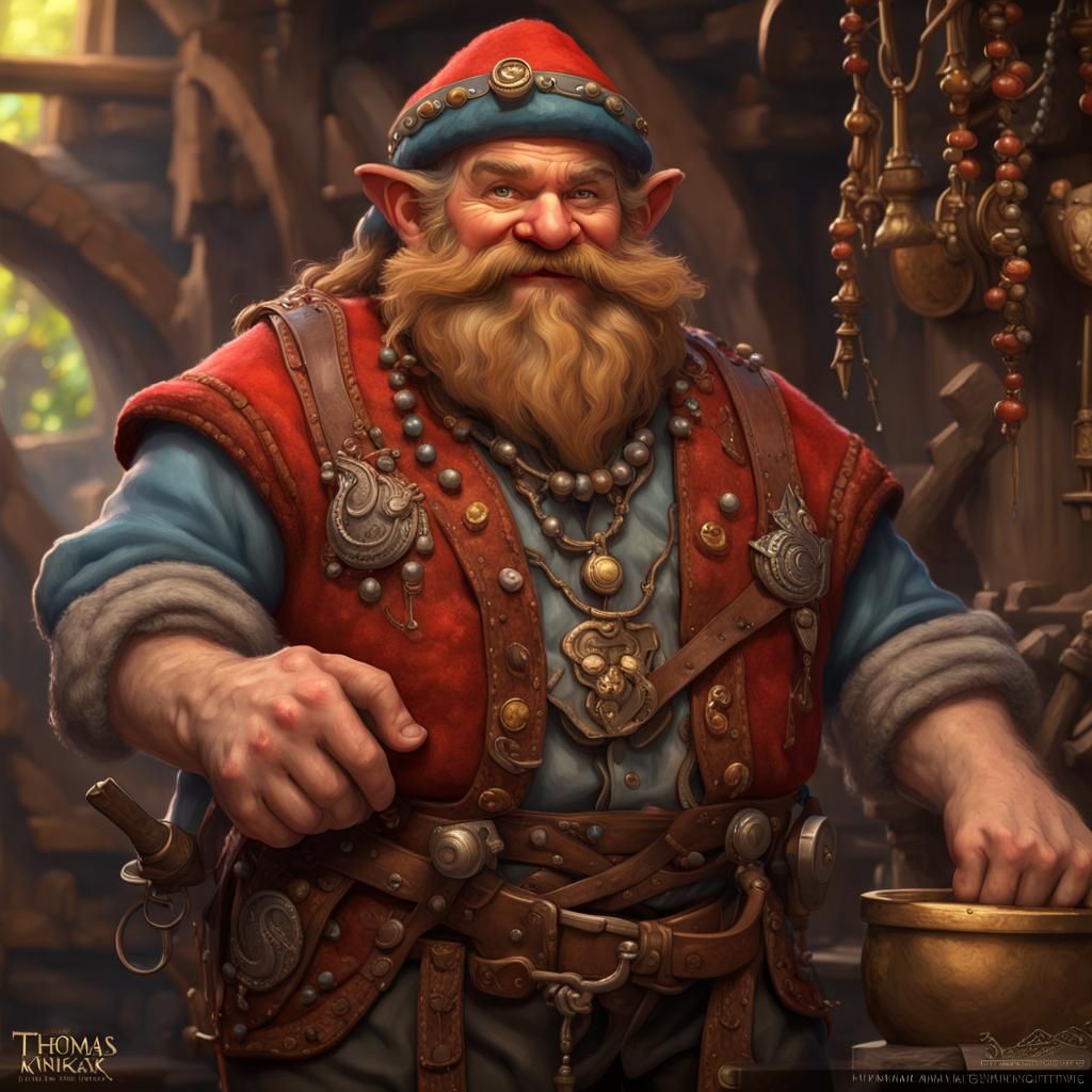 Jovial Dwarf Blacksmith in Russet and Gold
