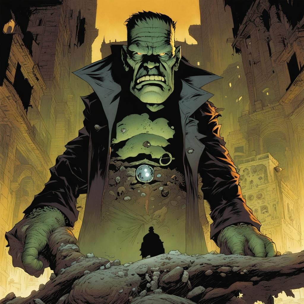 Frankenstein's Monster in Graphic Novel Style