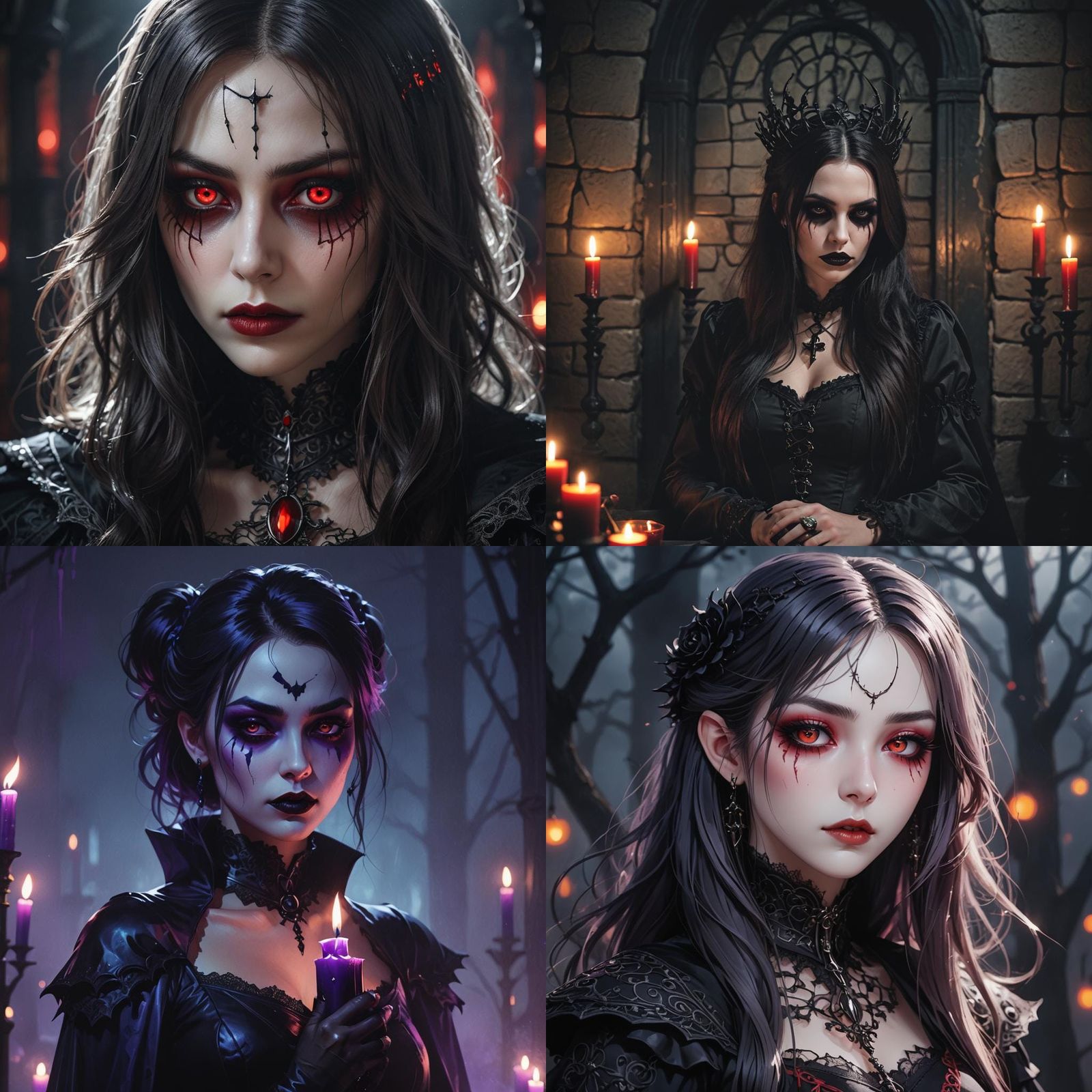 Vampire Girl in Anime Style Halloween Scene