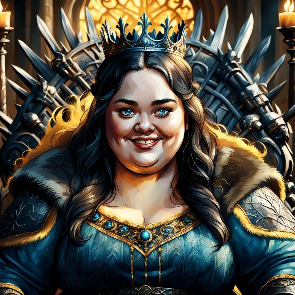 Obese Princess on the Iron Throne: Fantasy Art
