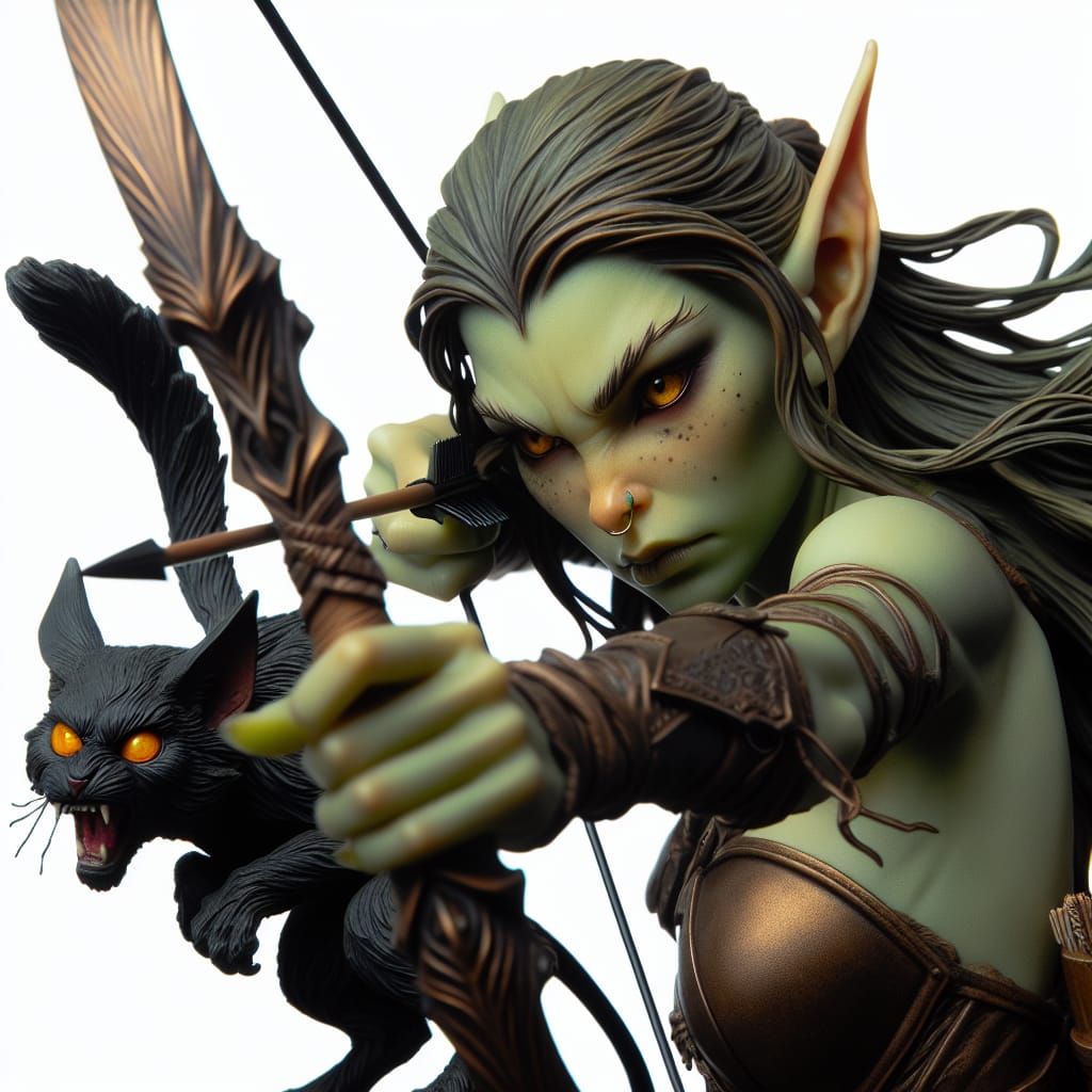 Githyanki Archer with Cat Ready to Strike