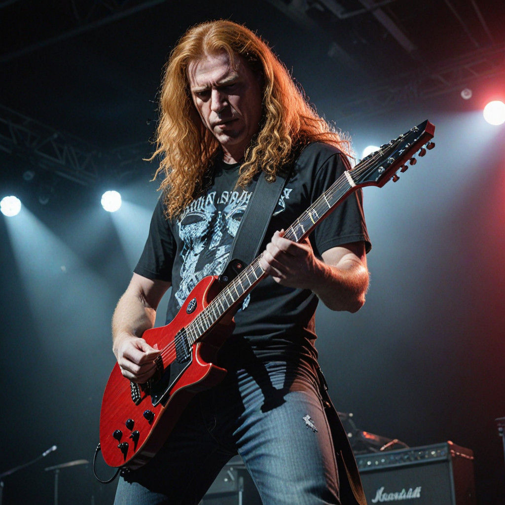 Heavy Metal Legend Performs on Stage in Vivid Concert Lighti...