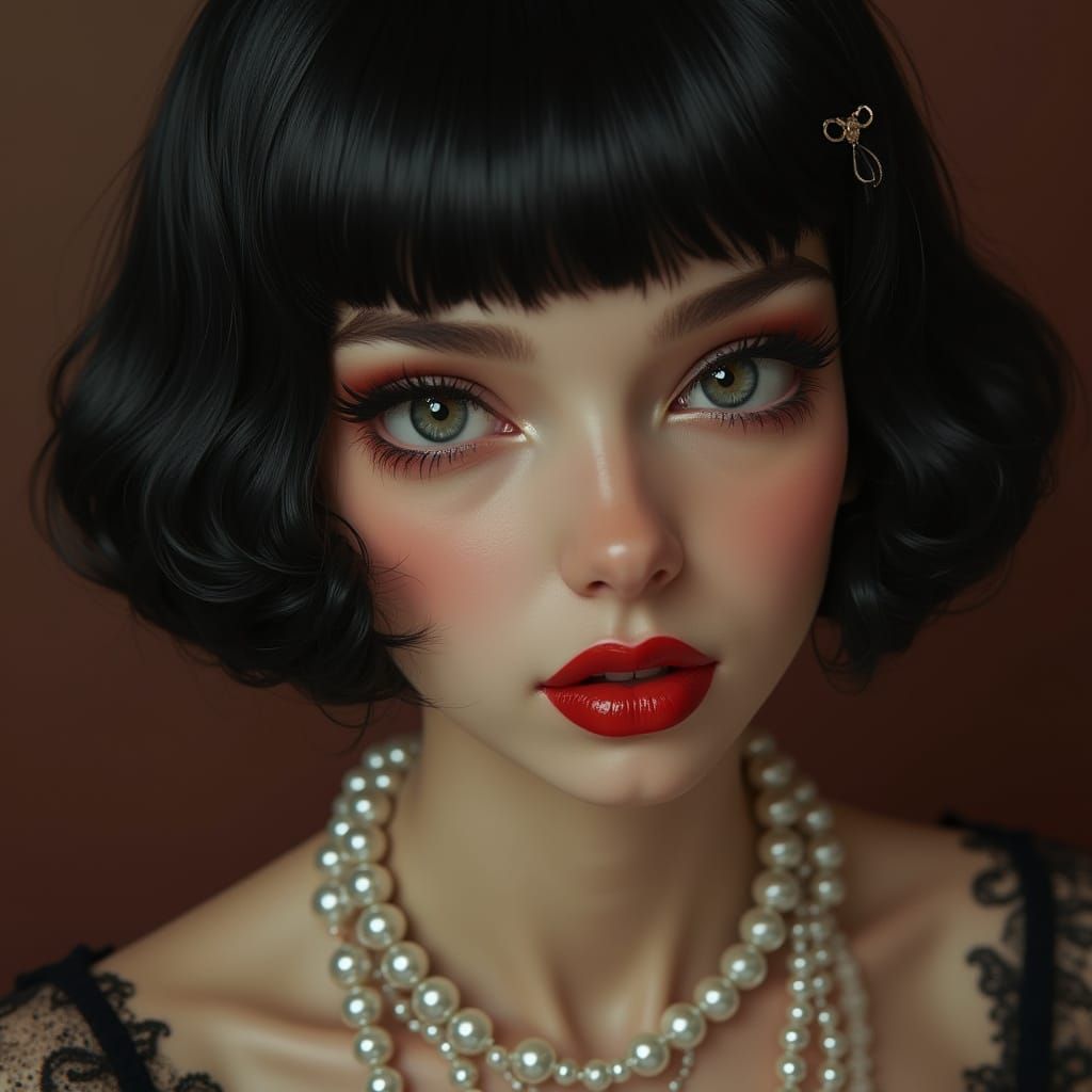 Flapper Girl Portrait in 1920s Art Deco Style