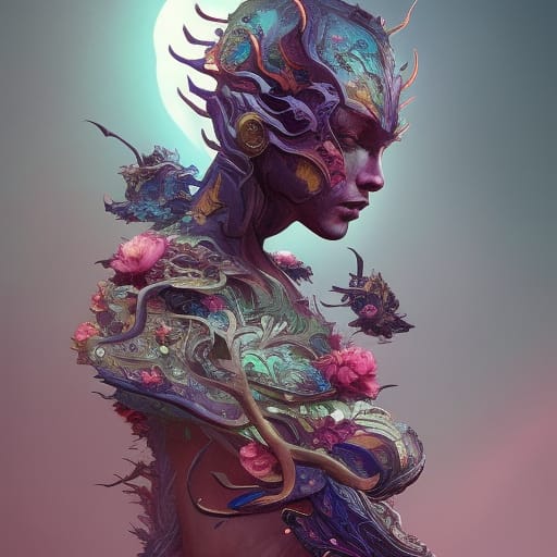 Dark Fantasy Warrior in Dragon Armor, Digital Art