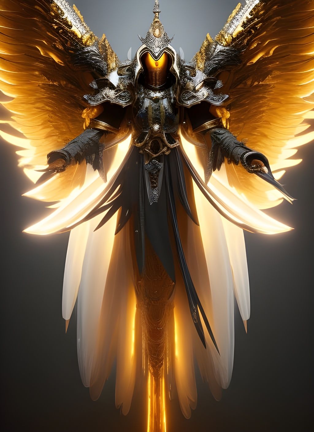 Ophanim Angel in Fiery Wheels, Digital Fantasy Art