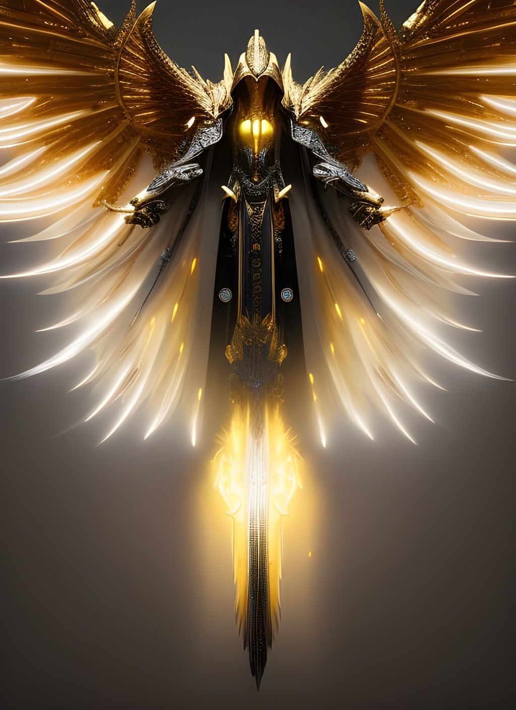 Ophanim Angel in Fiery Wheels, Hyperdetailed Art