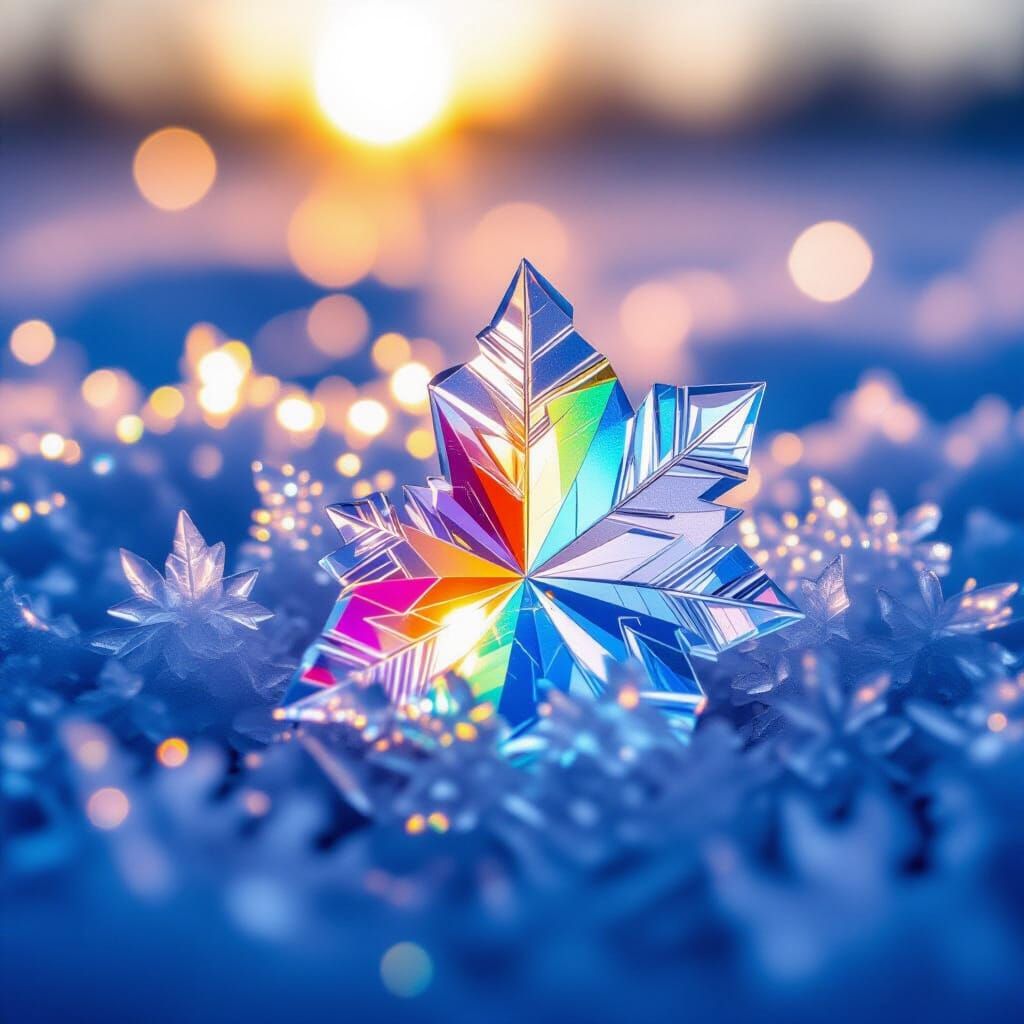 Hyperrealistic Ice Crystal Rainbow in Moody HDR Light