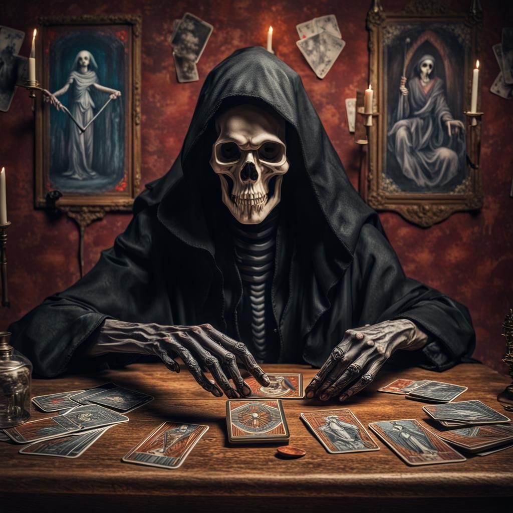 Grim Reaper's Tarot: A Hyperrealistic Vision