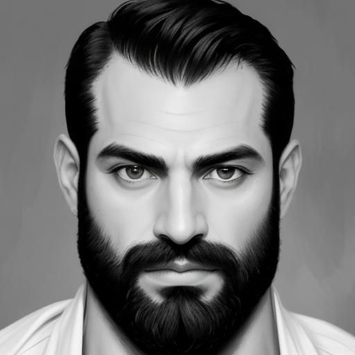 Sad Man with Beard in Neo-Impressionist Style