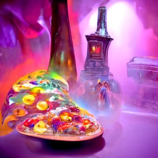 Surreal Pizza Condom Disco Party in Ethereal Style