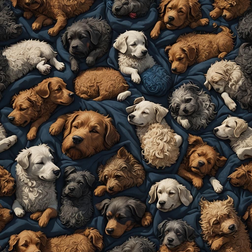 Dog Sleeping: Detailed Fantasy Concept Art