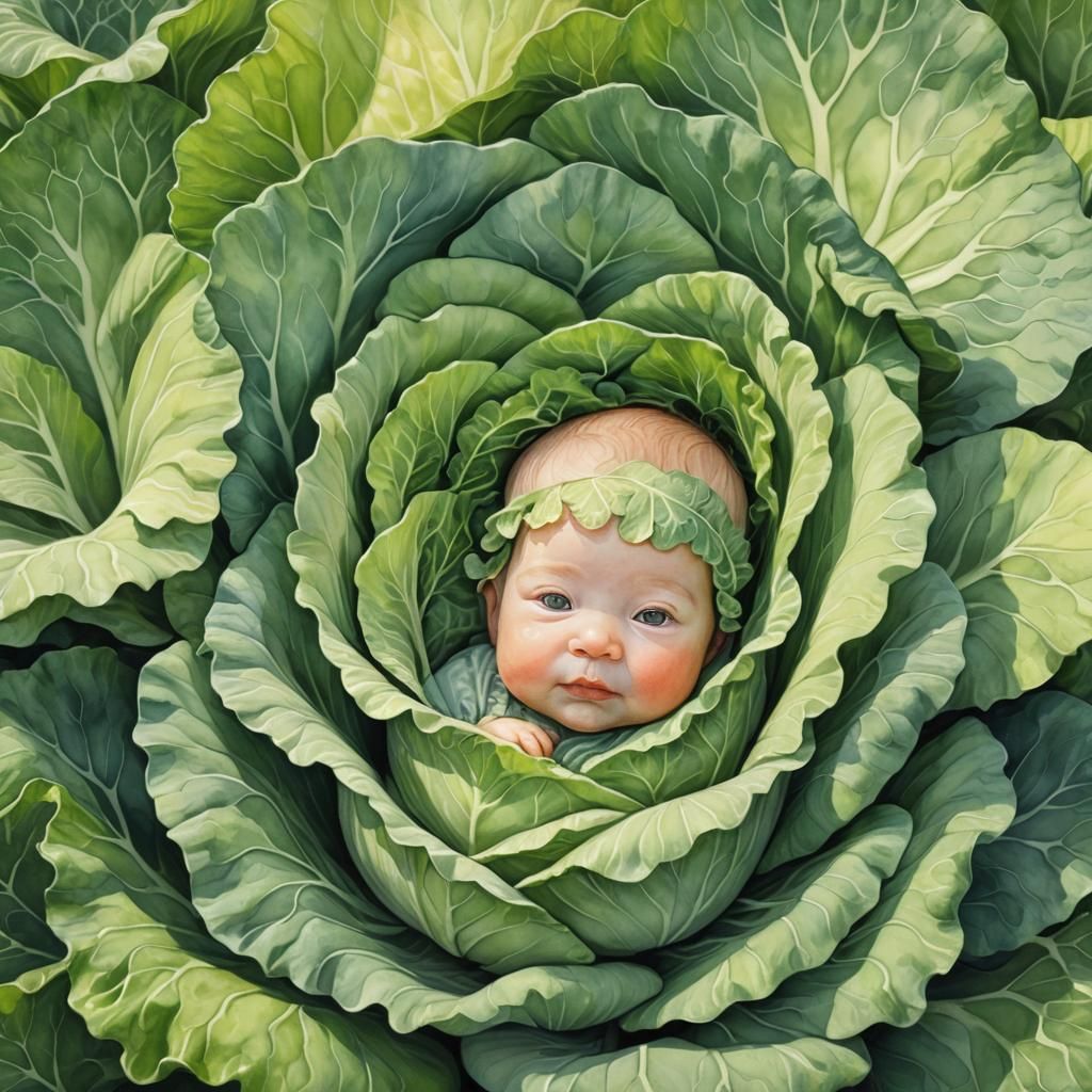 Baby in cabbage