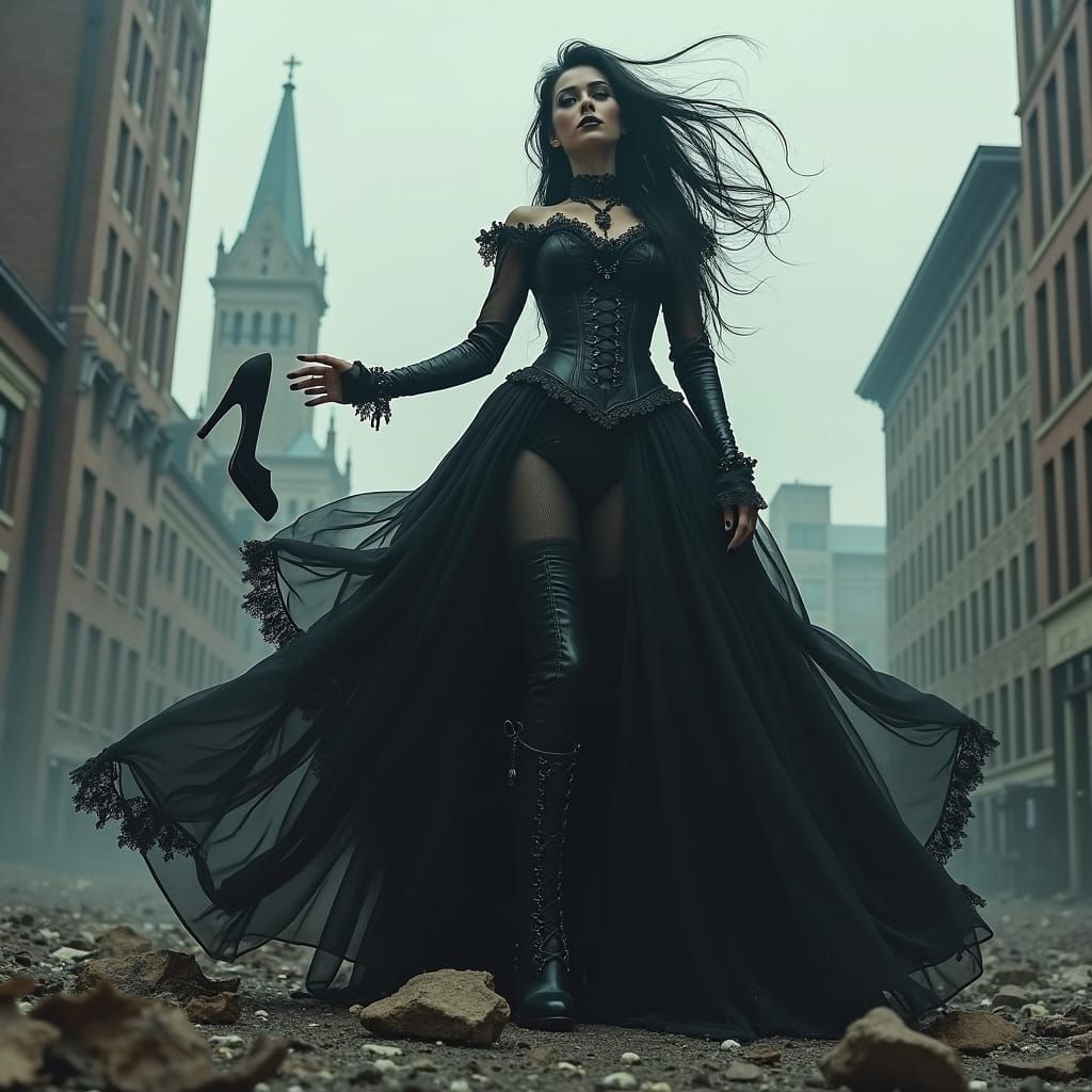 Giant Gothic Woman Destroys City: Ash Thorp Aesthetic