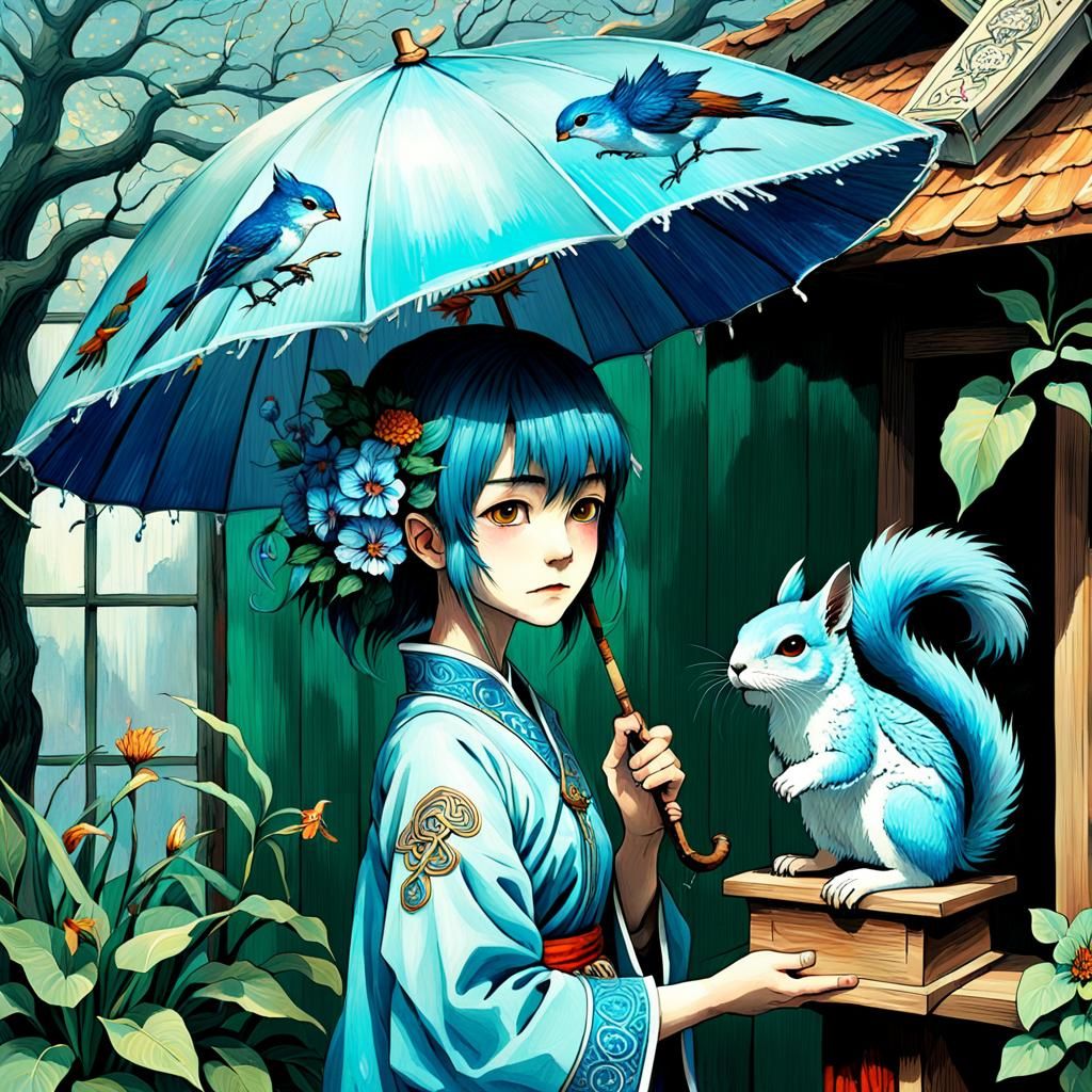 Luminous Squirrel with Celtic and Electric Elements