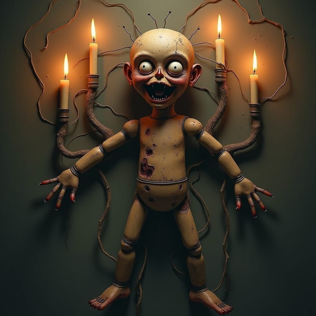 Grotesque Voodoo Doll in Horror Style