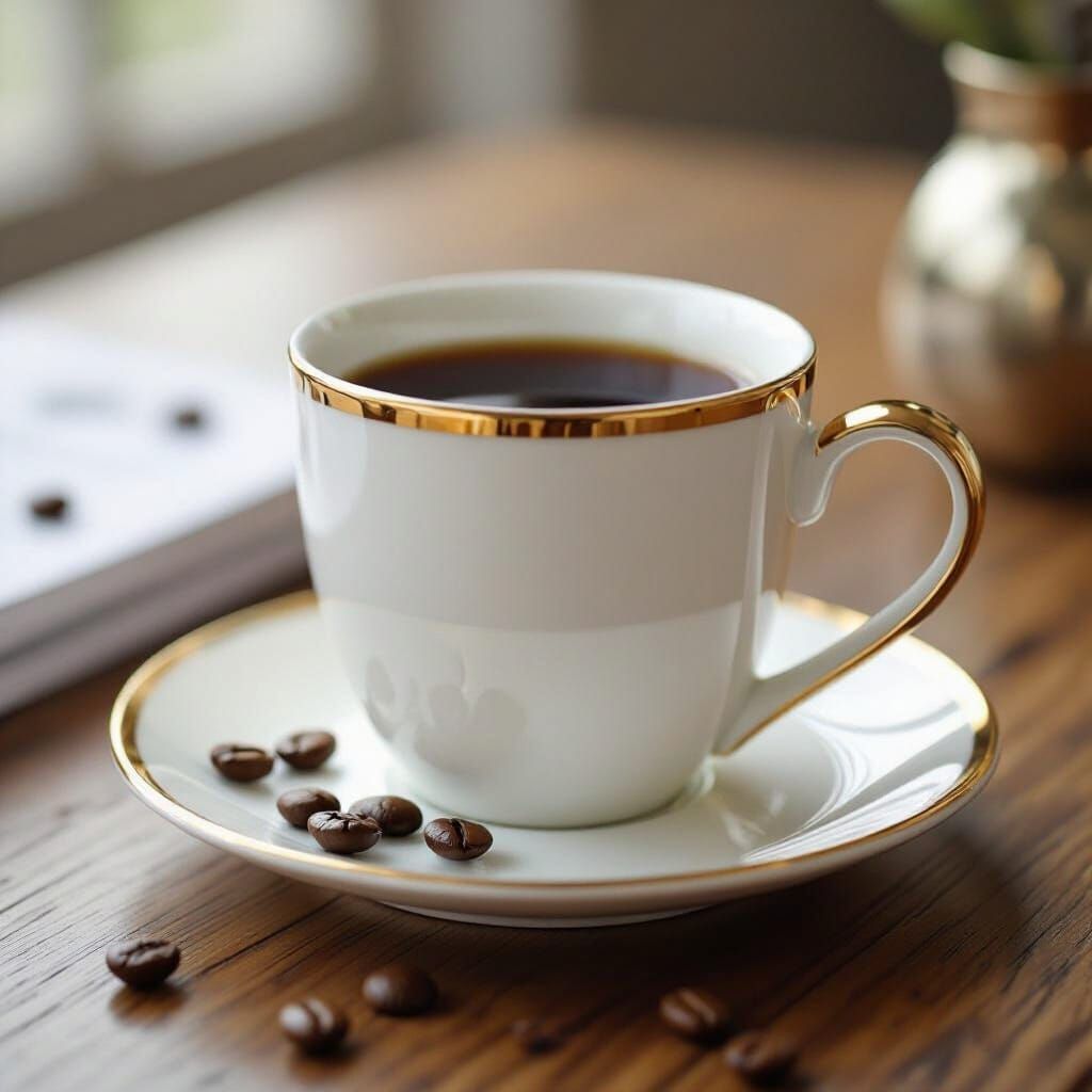 Elegant Gold and White Coffee Cup