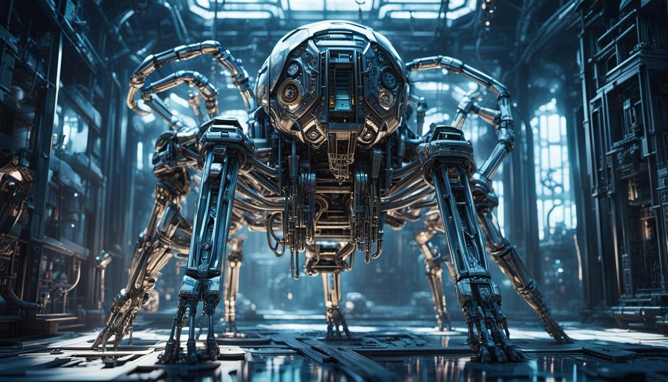 Biomechanical Construct in Abandoned Lab: Digital Art