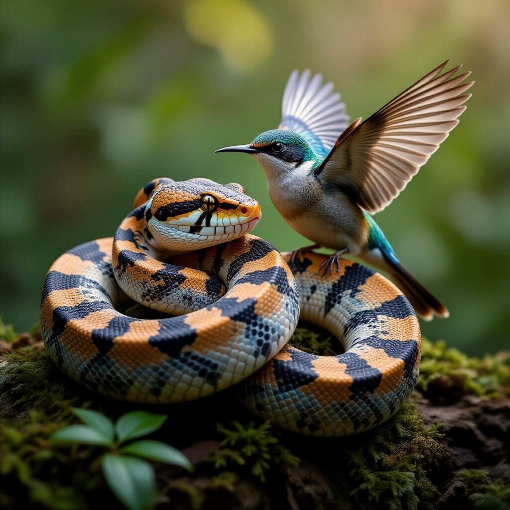 Serpent and Bird in Devouring Friendship