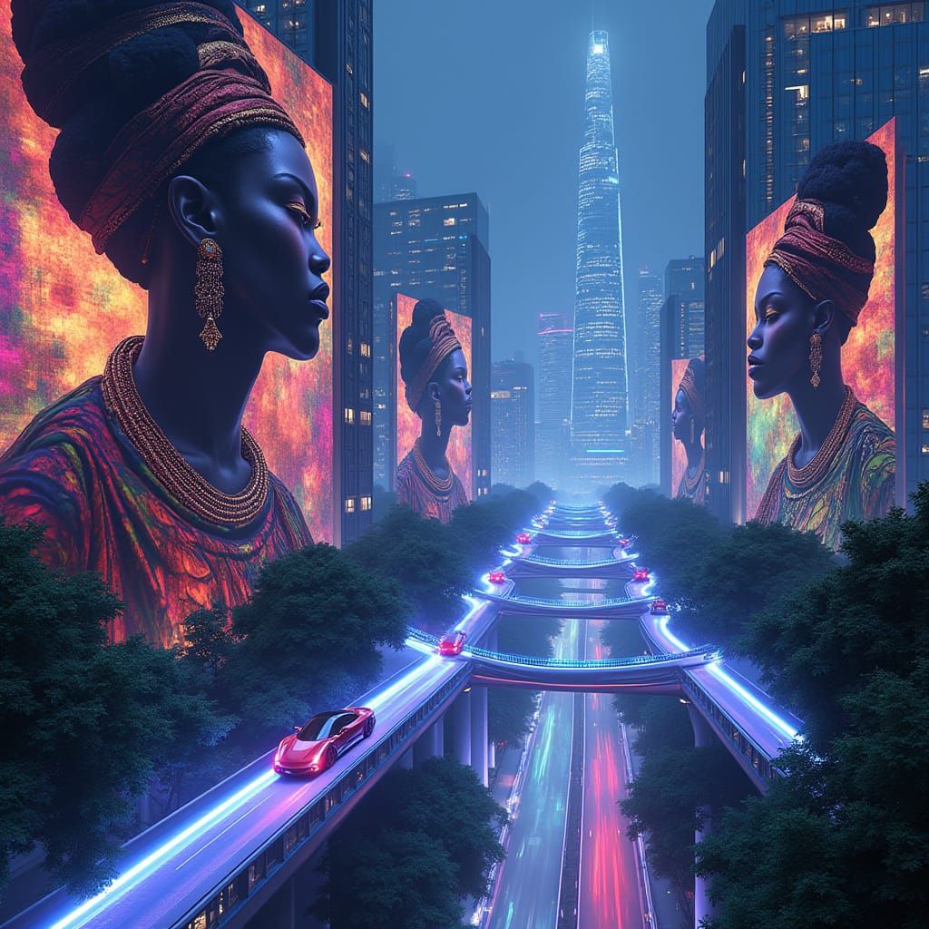 Afronautic Metropolis: Afrofuturistic City in Neon Glory