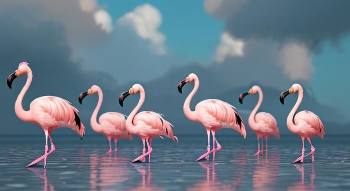 Charming Ghibli Flamingos in 3D Anime Style