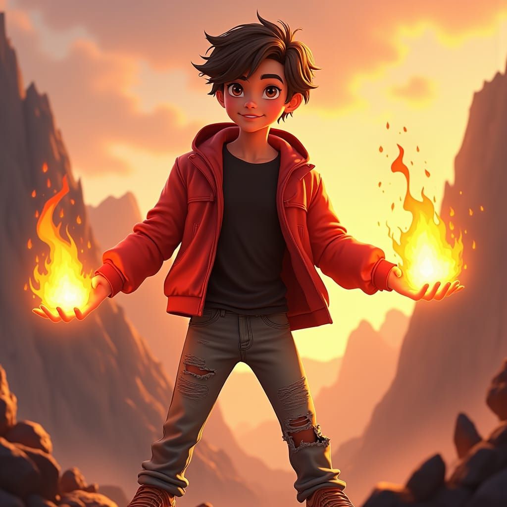 Teenage Firestarter in Pixel Art Style