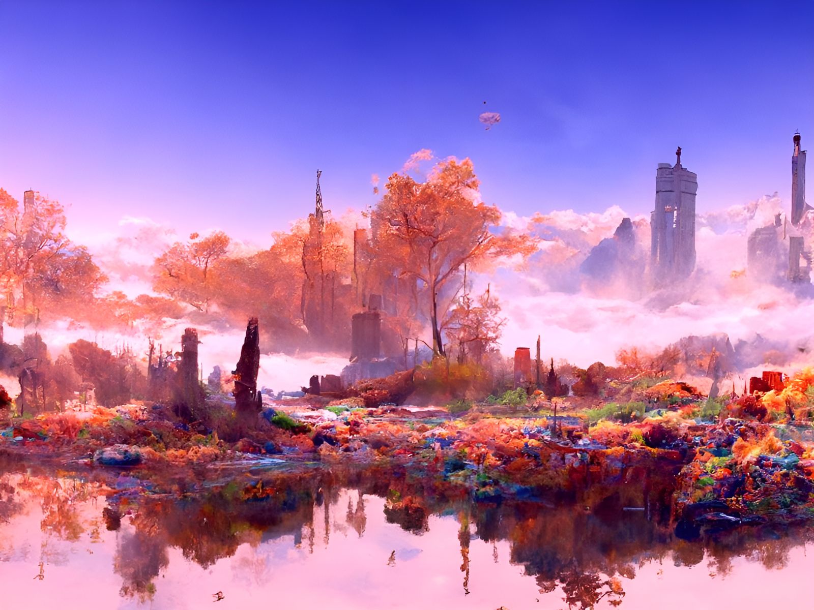 Post-Apocalyptic City Reclaimed by Nature in Hyperrealism