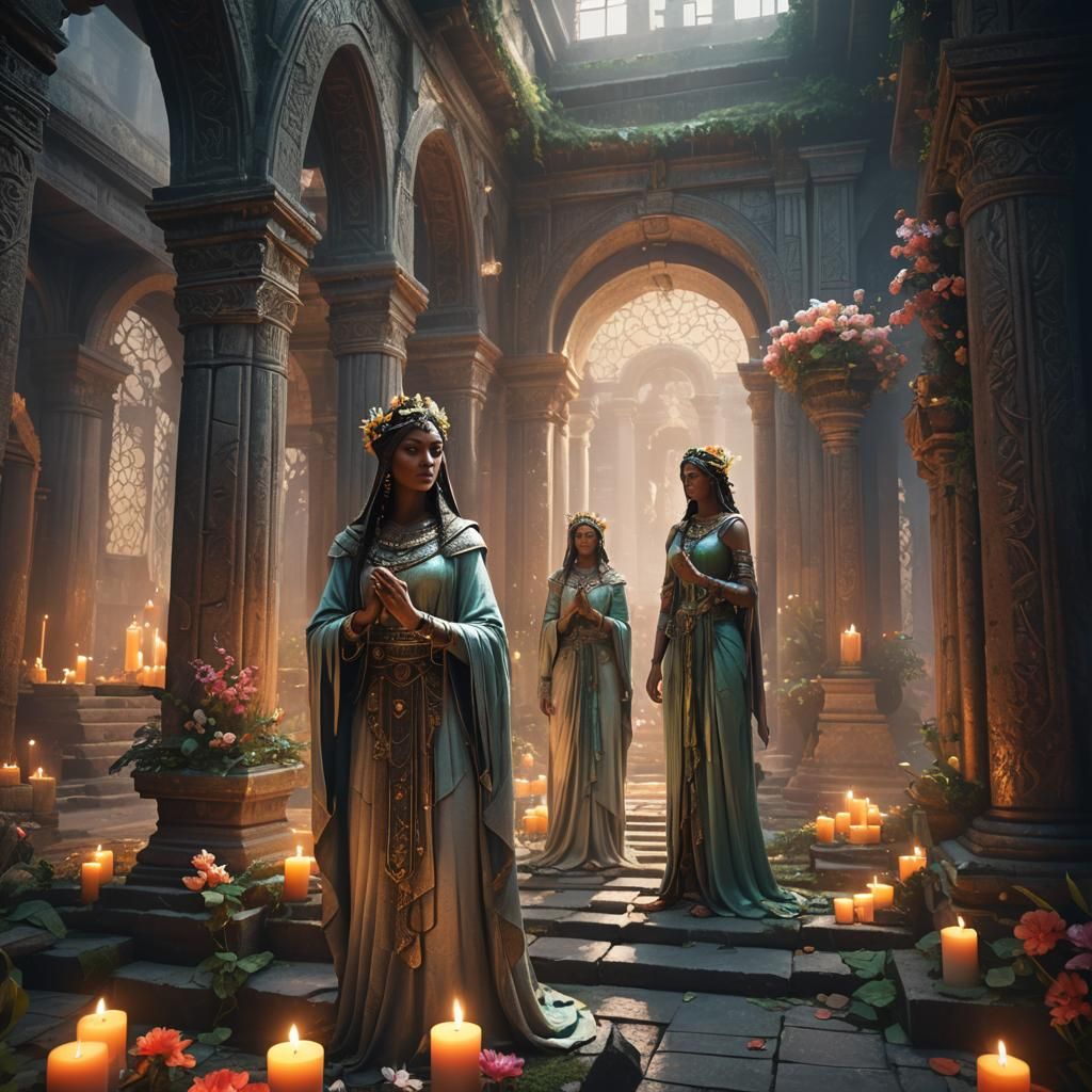 Mystical Temple: Vestal Virgins in Fantasy Concept Art