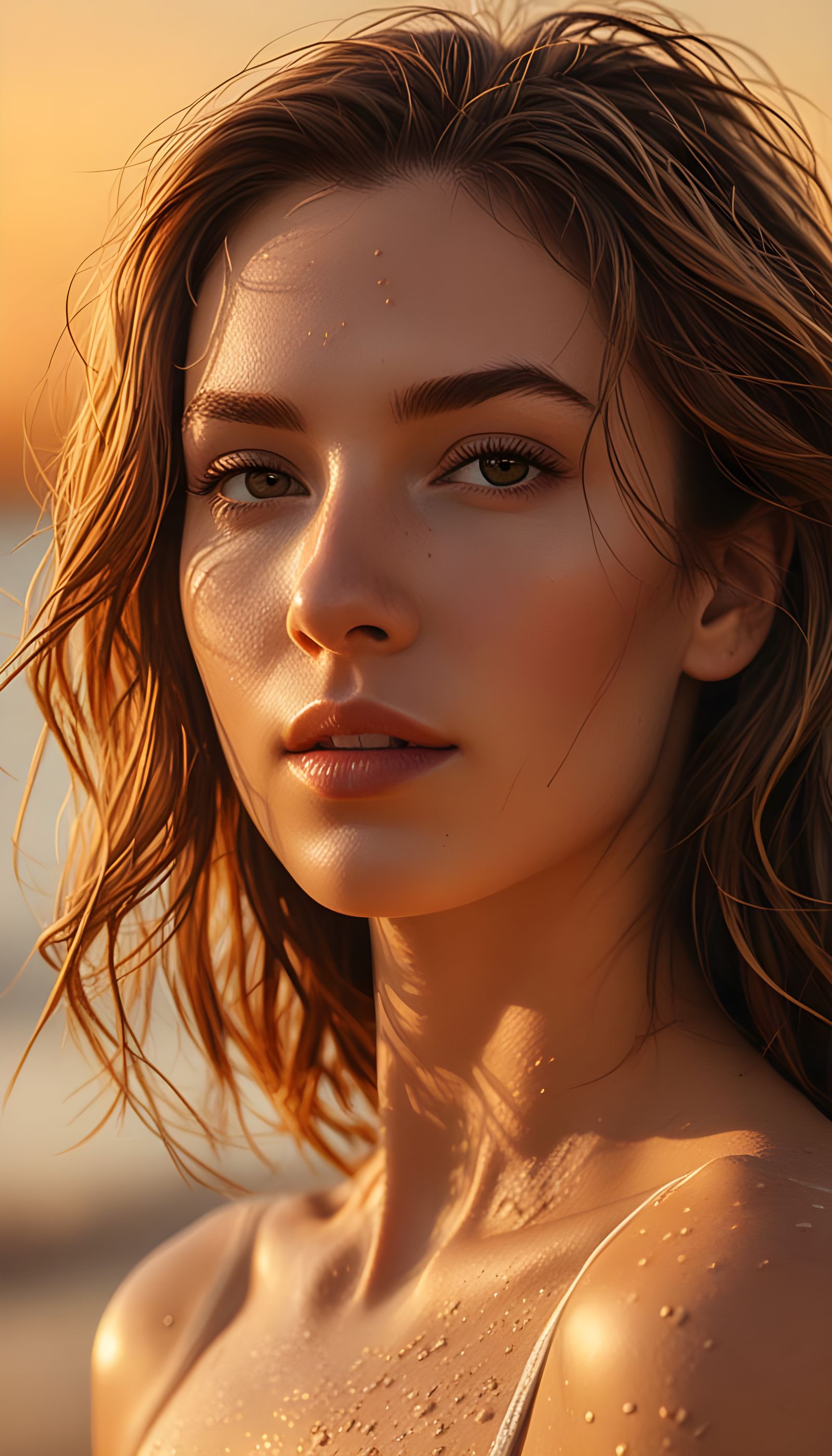 Ethereal Vampire Beauty Basks in Golden Sunset