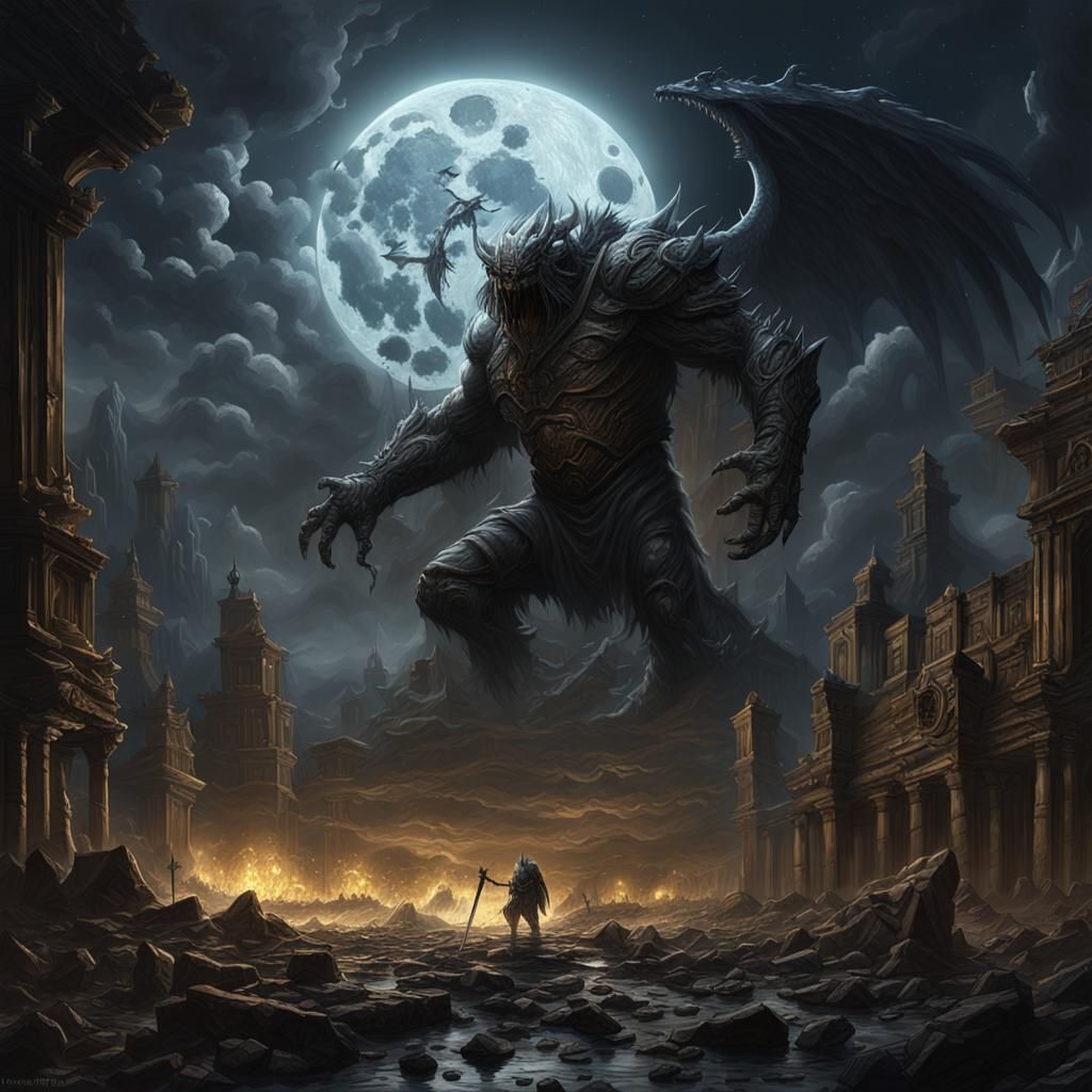 Blind God Yaldabaoth: Dark Fantasy Concept Art