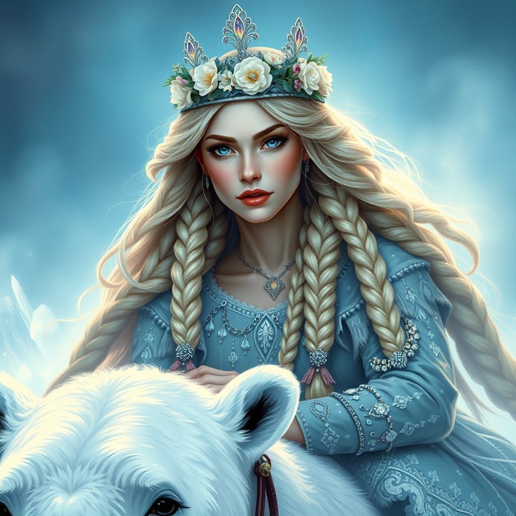 Ice queen riding polar bear