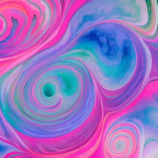 Pink Fractal Swirls in Gouache and Watercolor