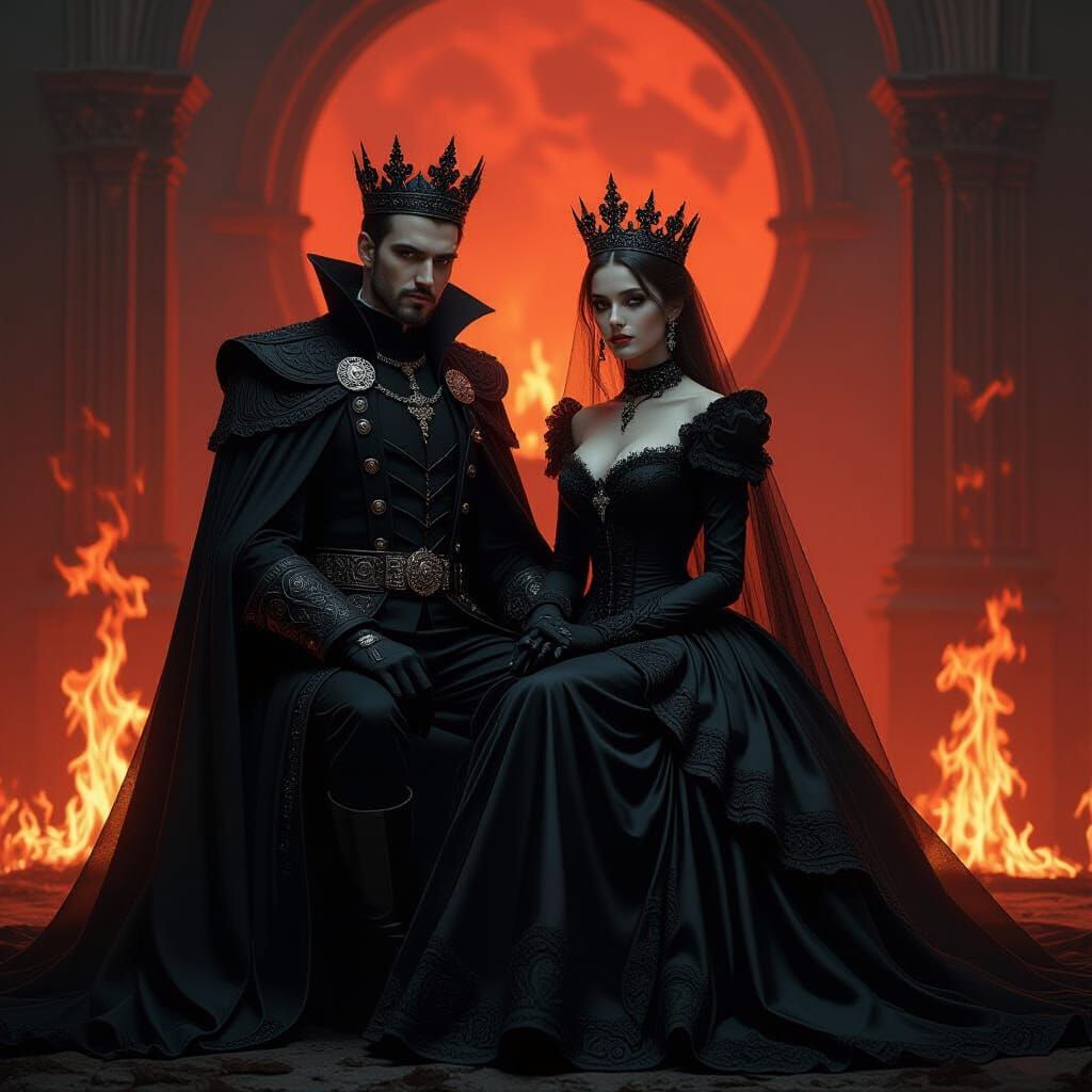 Gothic King and Queen of Hellish Flames