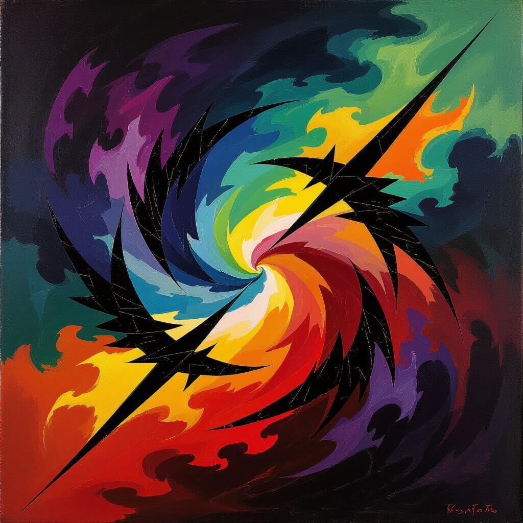 Abstract Storm of Chaotic Energy in Expressionistic Style
