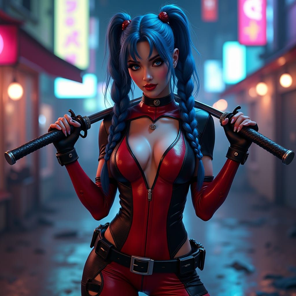 Cyberpunk Siren Unleashes Playful Danger