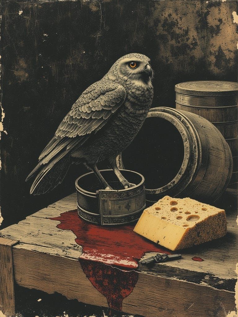 Silver Northern Hawk Owl Ring with Gemstones