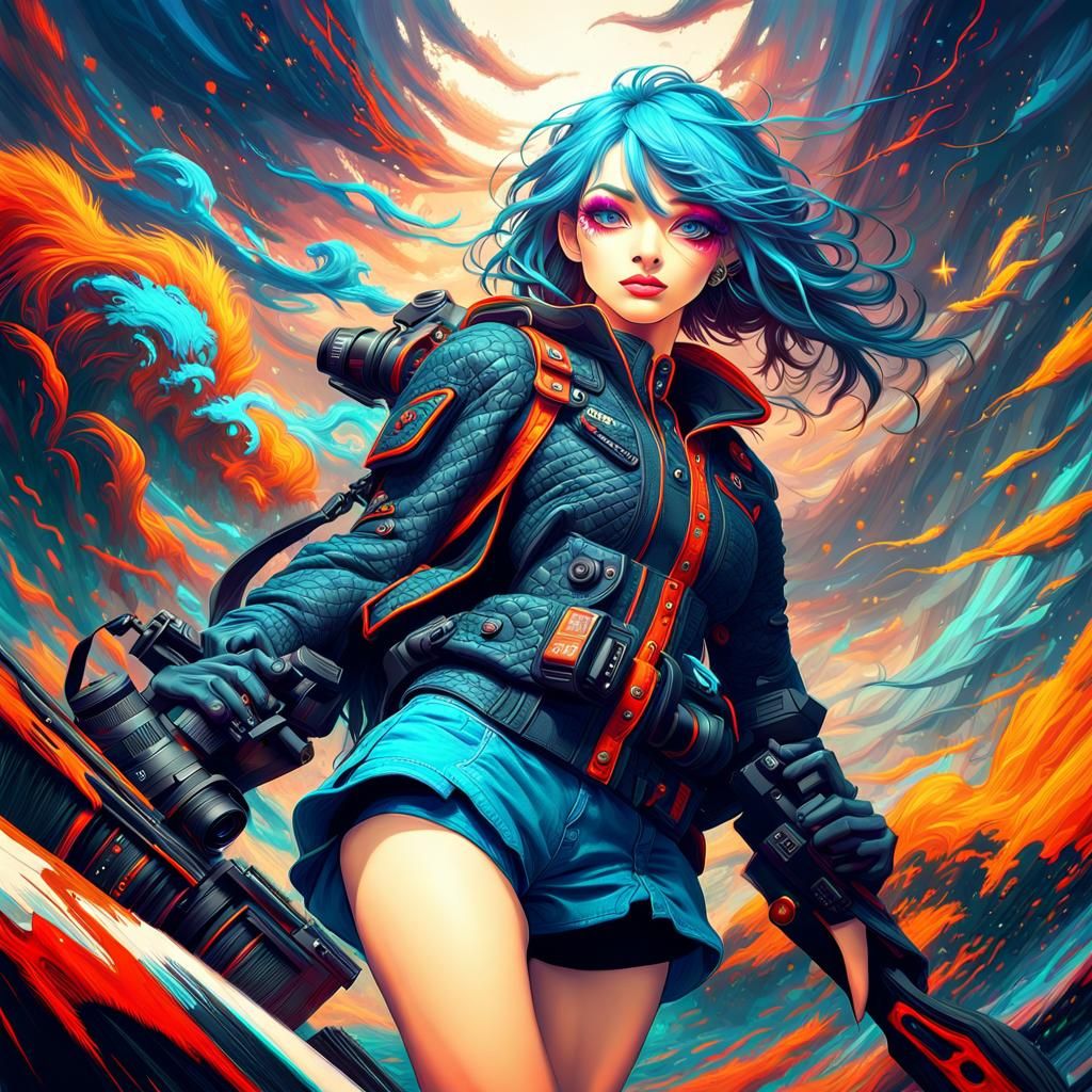 Anime Girl in Love: Detailed Digital Art