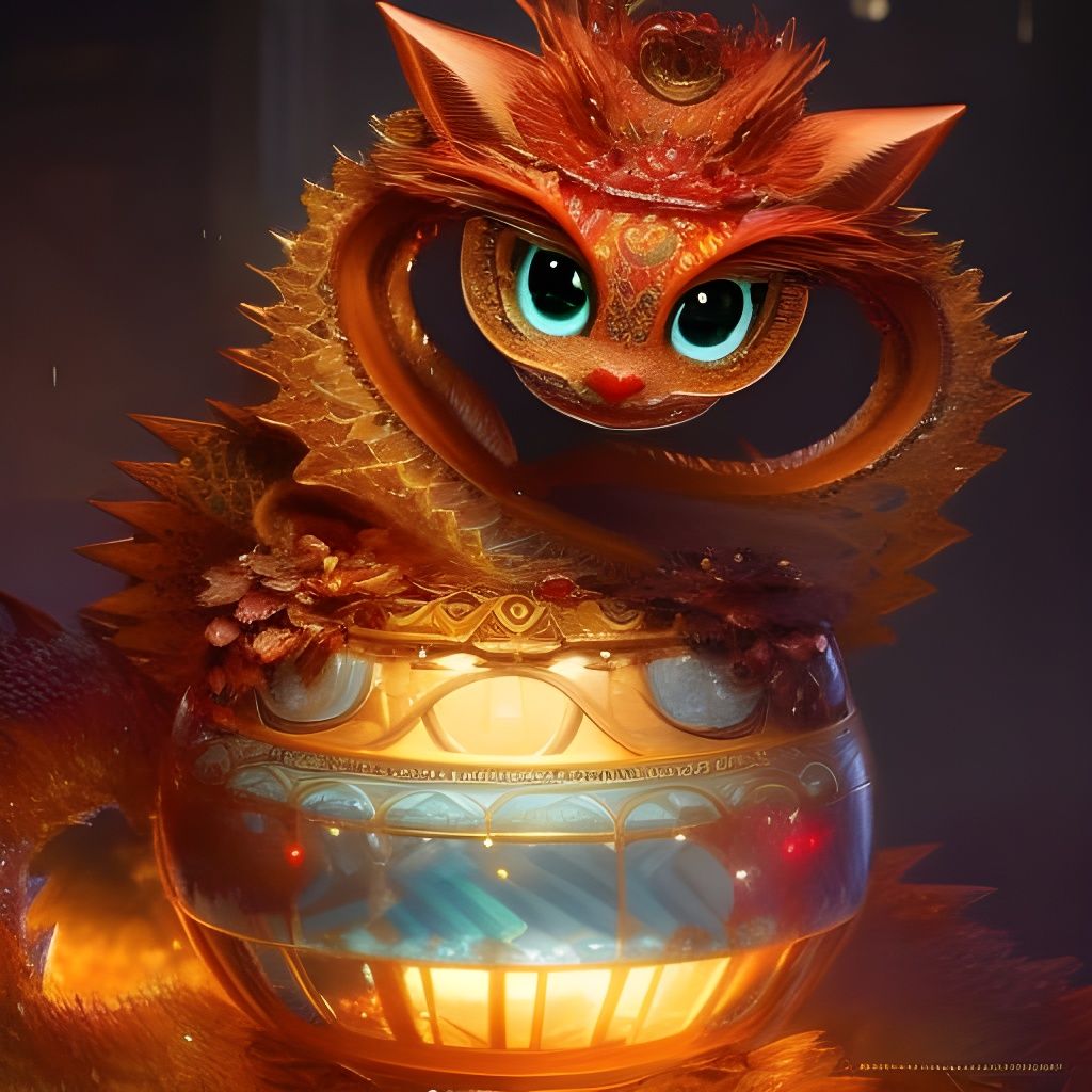 Sapphire Dragon in Teacup: Digital Art