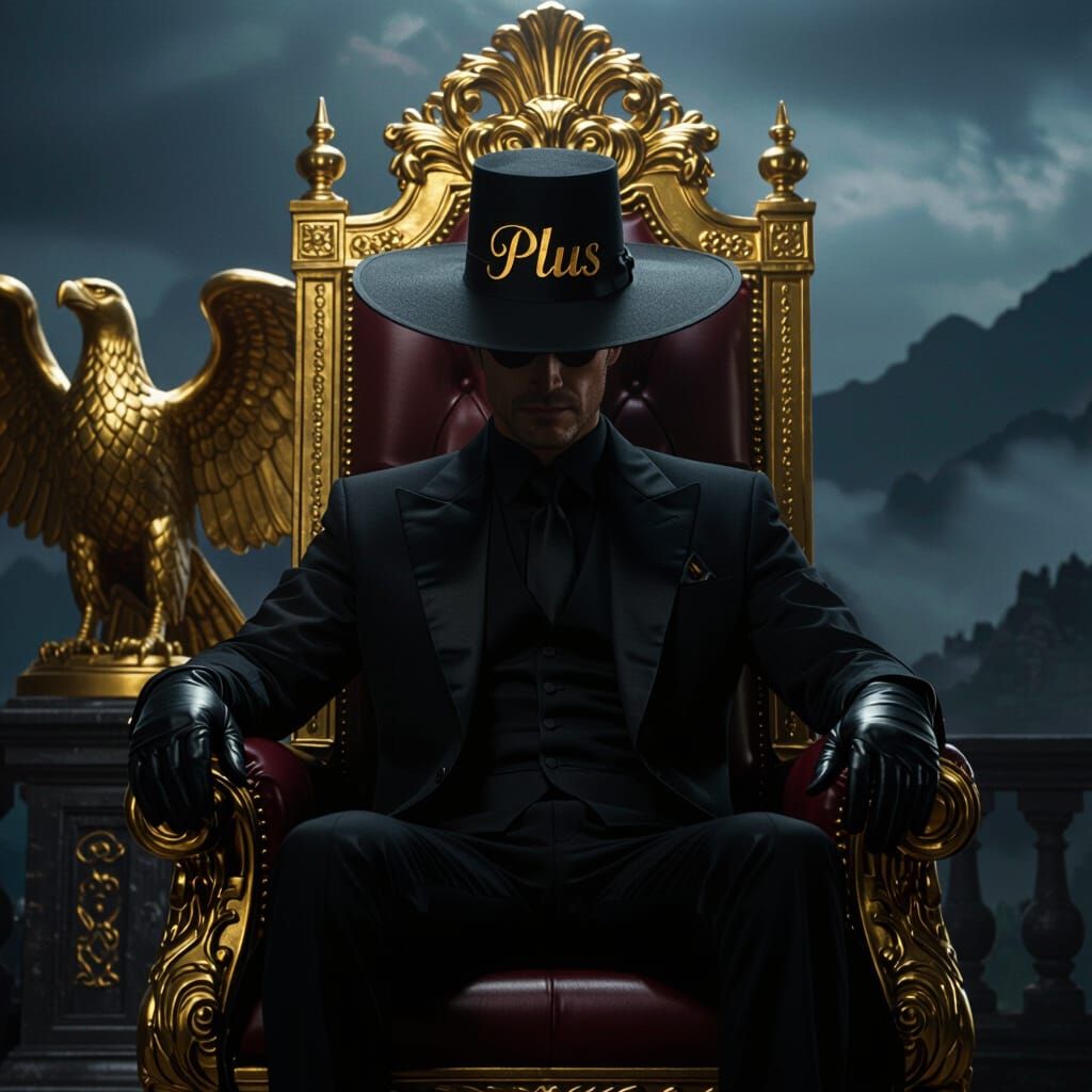 Elegant Man on Throne in Shadows, Cinematic Style