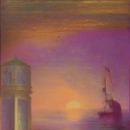 Arabian Palace Under Moonlight in Pastel Style