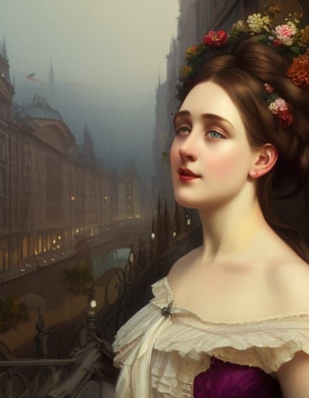 Victorian Woman Portrait in Oslo, Detailed Art