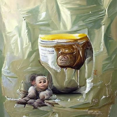 Monkey with Diaper in Oil Painting Style