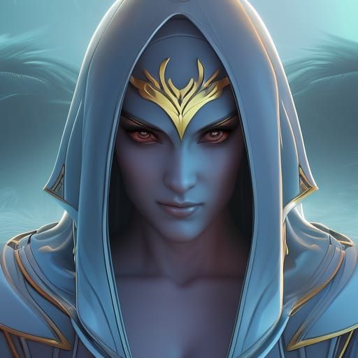 Fantasy Ninja Woman Portrait in Hyperdetailed Style